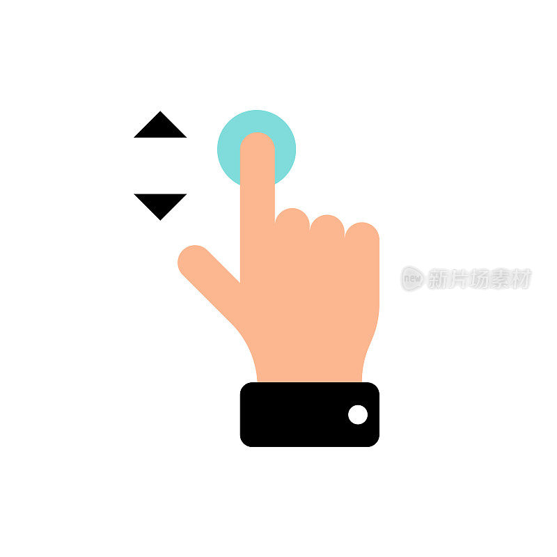 Vector touch screen gesture swipe up and down hand finger press icon. Flat illustration